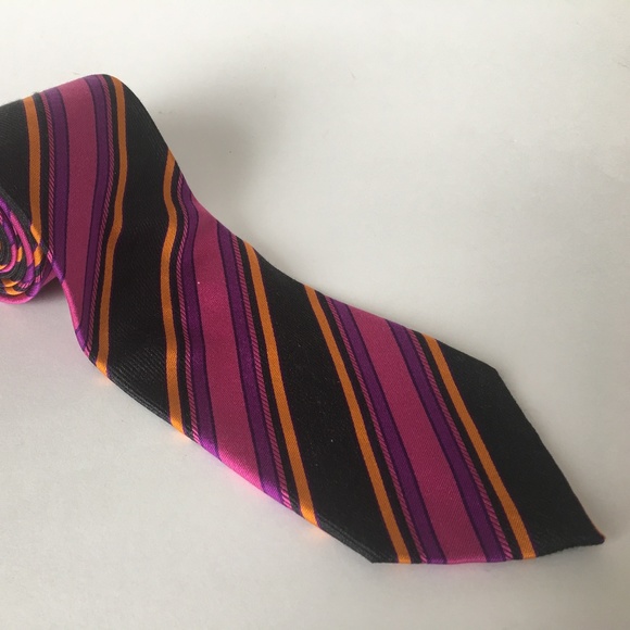 ETRO Milano Italy Striking Striped 100% Silk Tie - Picture 1 of 8